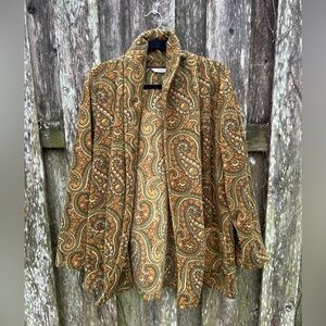 Liz Claiborne Paisley Fleece Jacket Womens L Cozy Vintage Oversized
